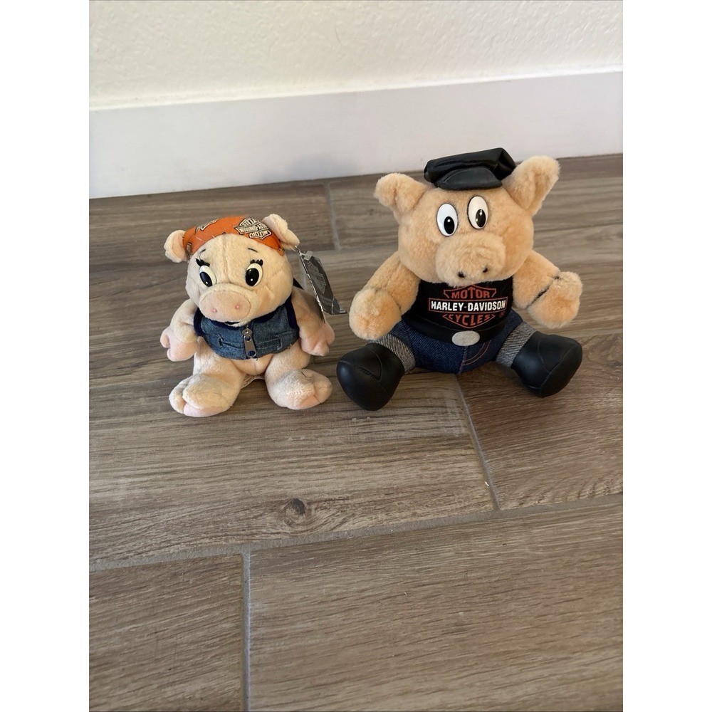 Harley Davidson Beanie Babies Hogs Pigs Set of 2 Pre-Owned NOS New Old Stock